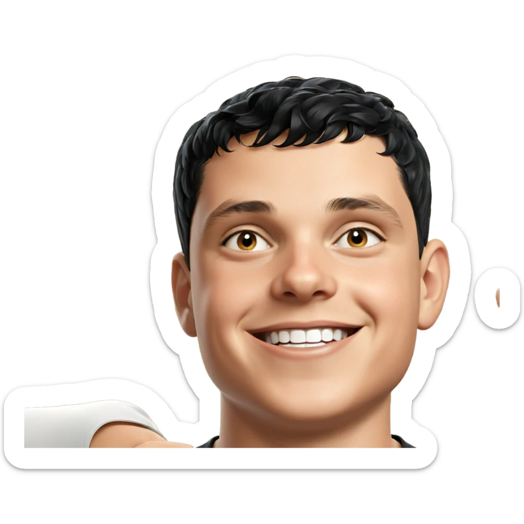 smiling boy with black hair sticker