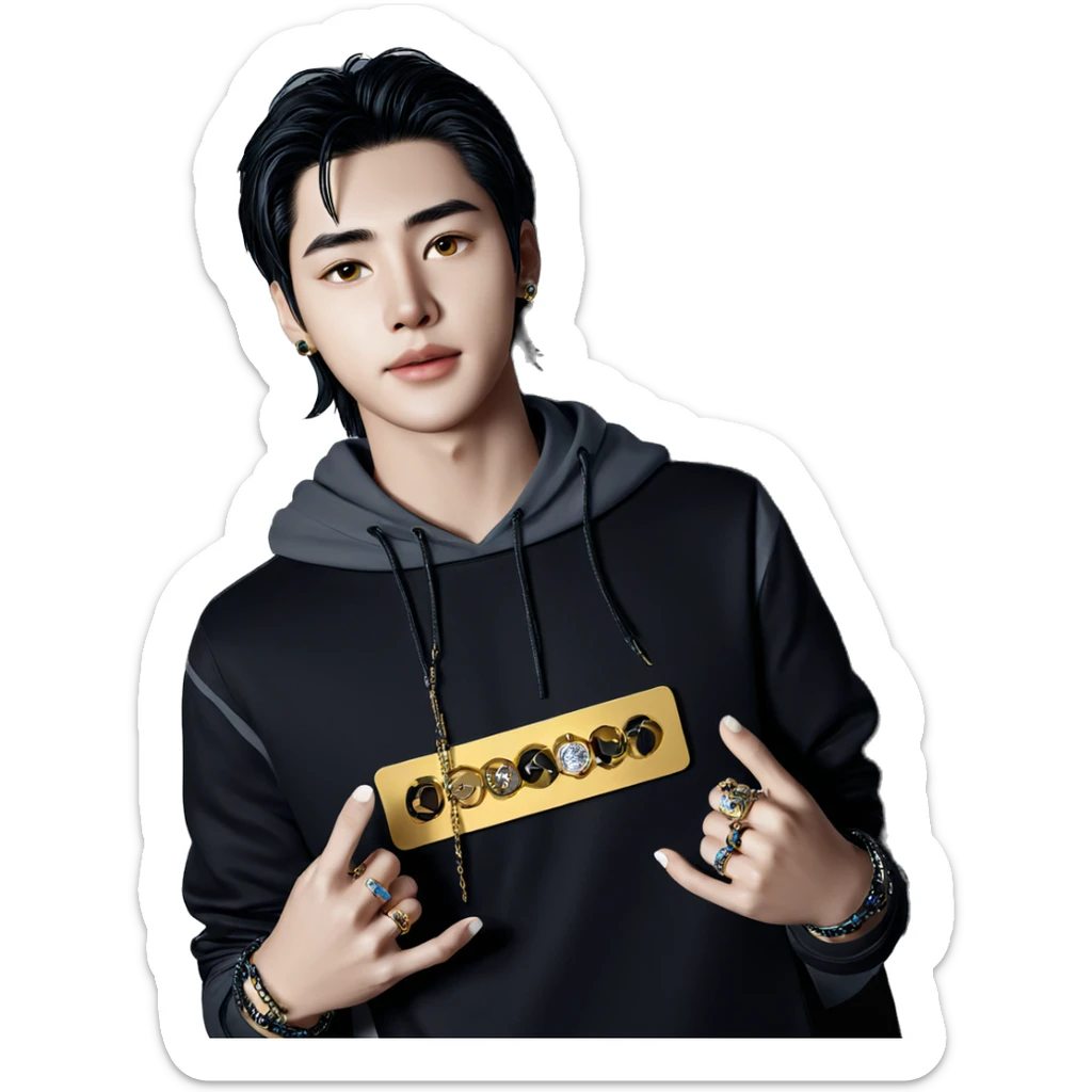 mysterious boy with jewelry sticker