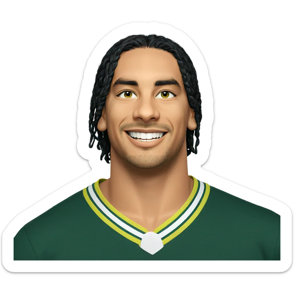 smiling boy in green shirt sticker