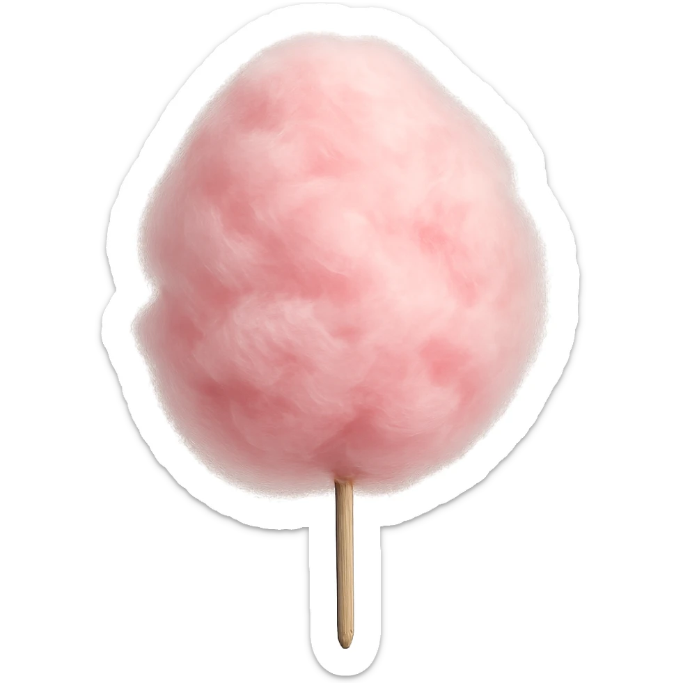 Realistic food photography style of cotton candy isolated on a white background, focus on realistic texture and colors. sticker