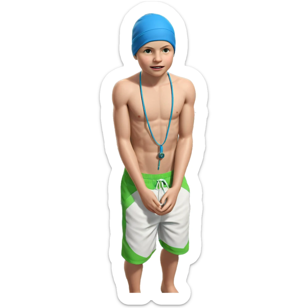 shirtless boy at the pool sticker