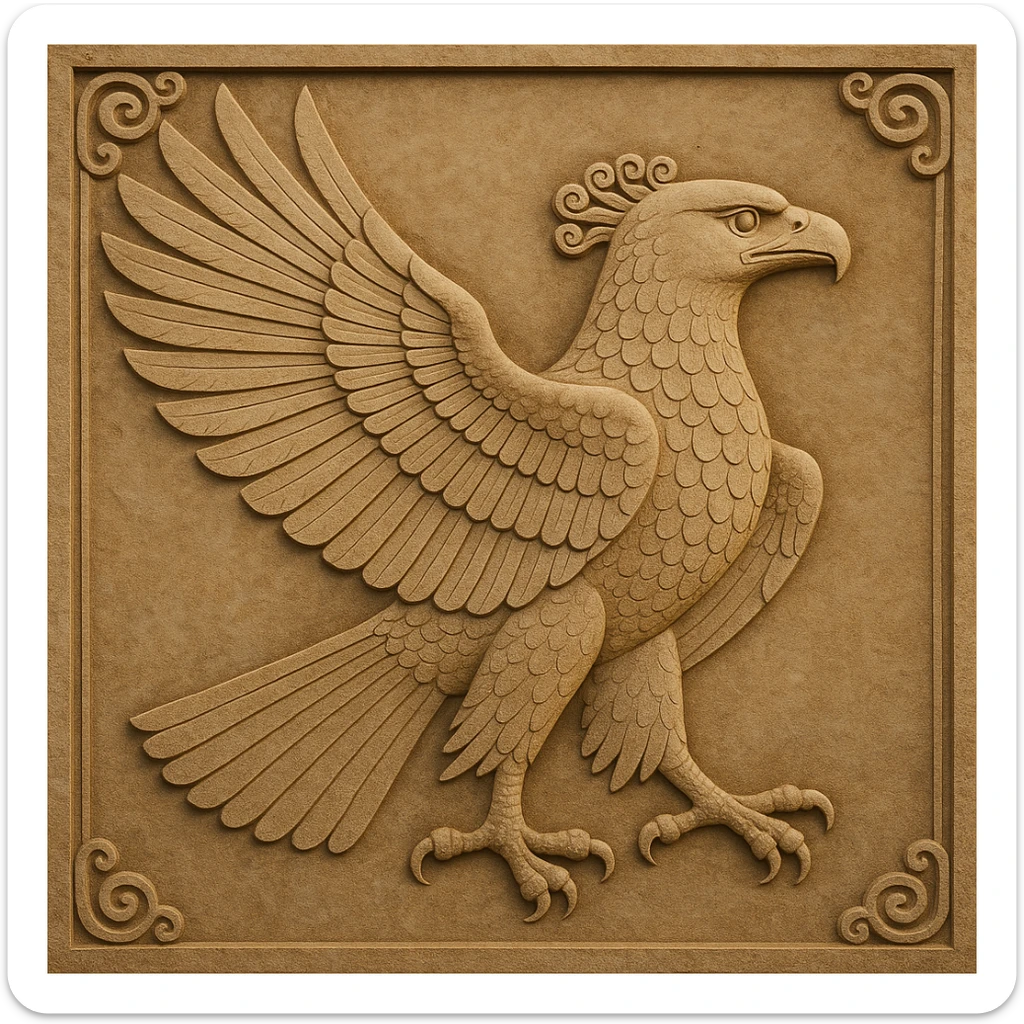 Eagle of Cyrus the Great, soaring, inspired by Achaemenid art, elegant and strong sticker