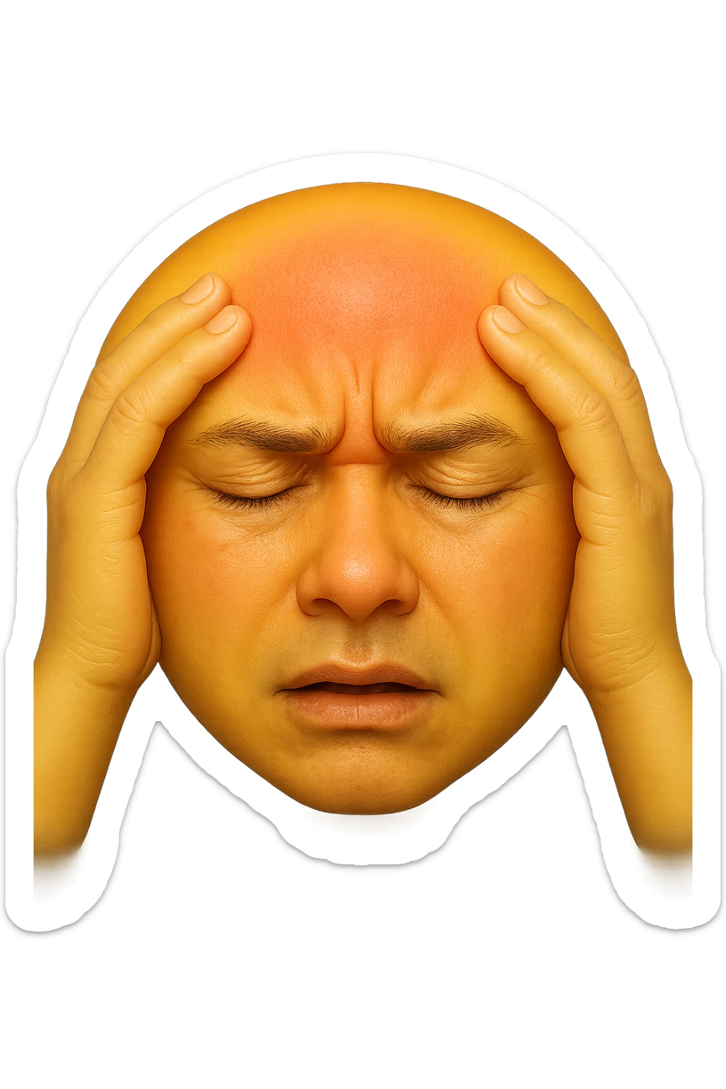 emoji stile iphone di faccina con mal di testa, iperrealistico 4k sticker