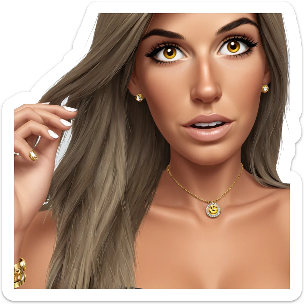 portrait of a girl with jewelry sticker