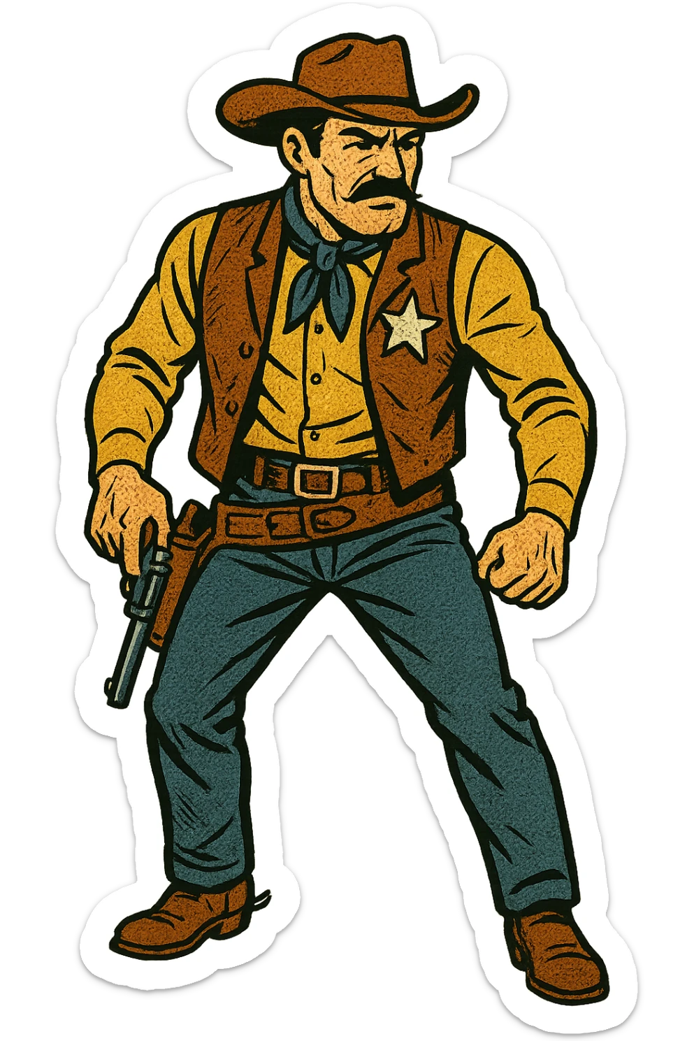 The full body of a tough looking Sheriff from the American West sticker