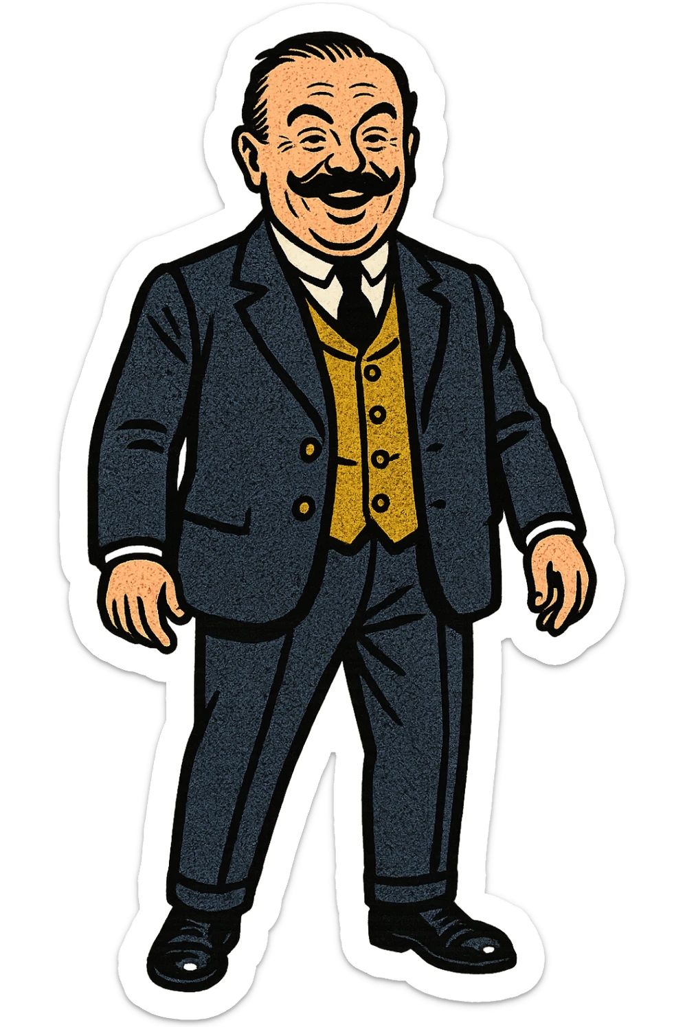 the full body of a politician from the early 1900s in Britain who is facing the front and looking happy.  sticker