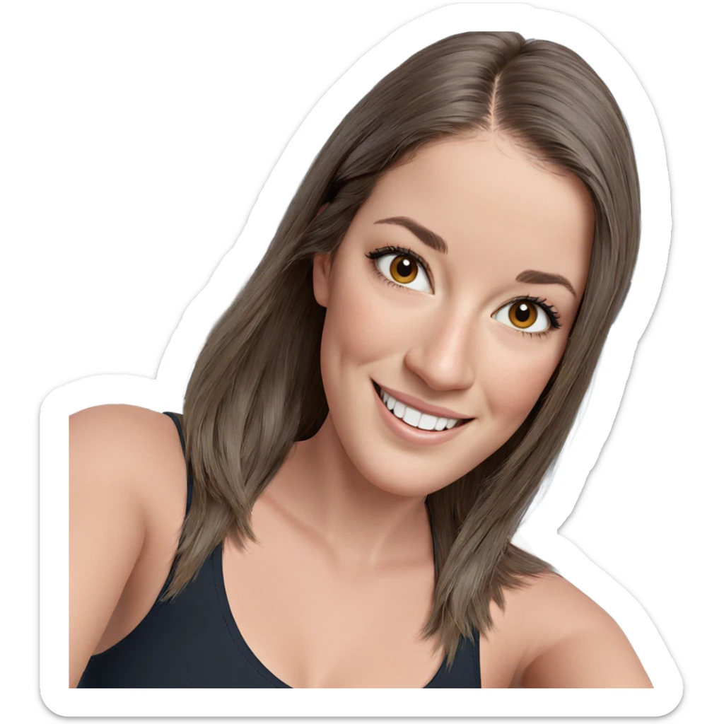 smiling girl with brown hair sticker