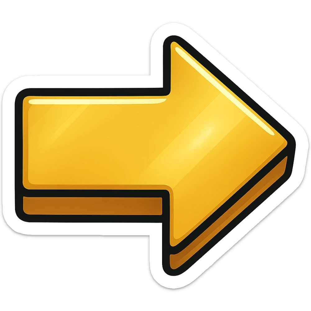 Make the arrow a shiny gold tone with no background in a western adult animation cartoon style. sticker