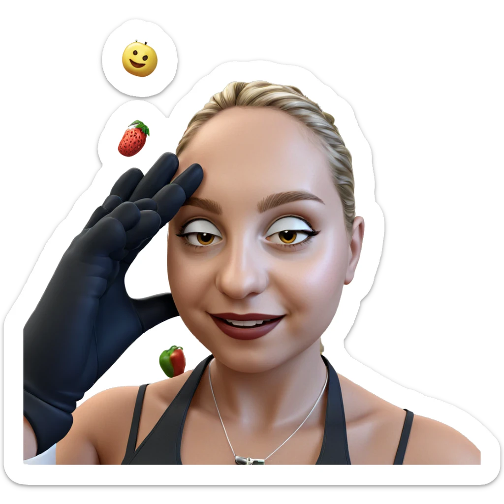 smiling girl with food indoors sticker