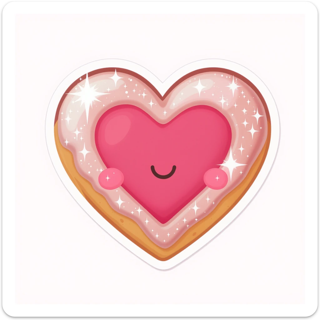 food heart emoji, cute and shiny, with sparkles, no background sticker