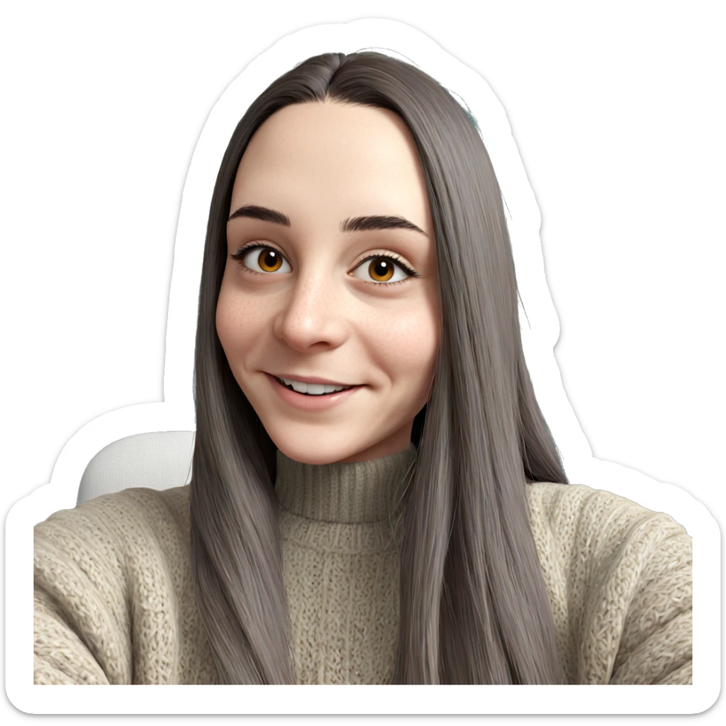 smiling girl in cozy sweater sticker