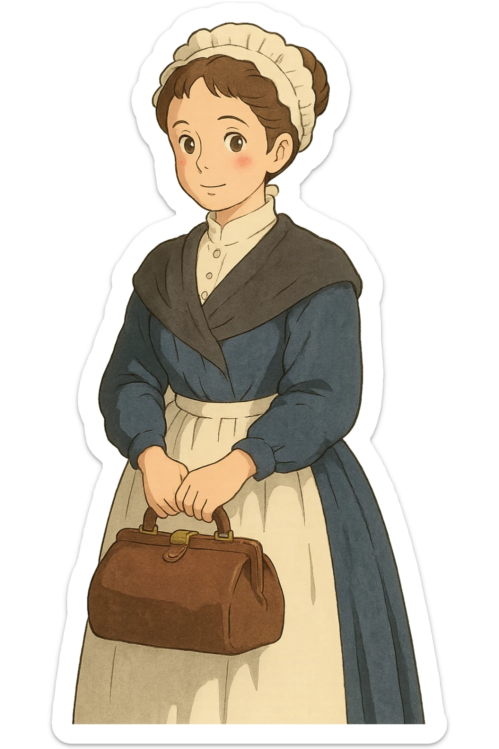 victorian midwife with background sticker