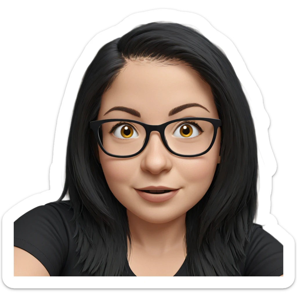 smiling girl in black shirt sticker