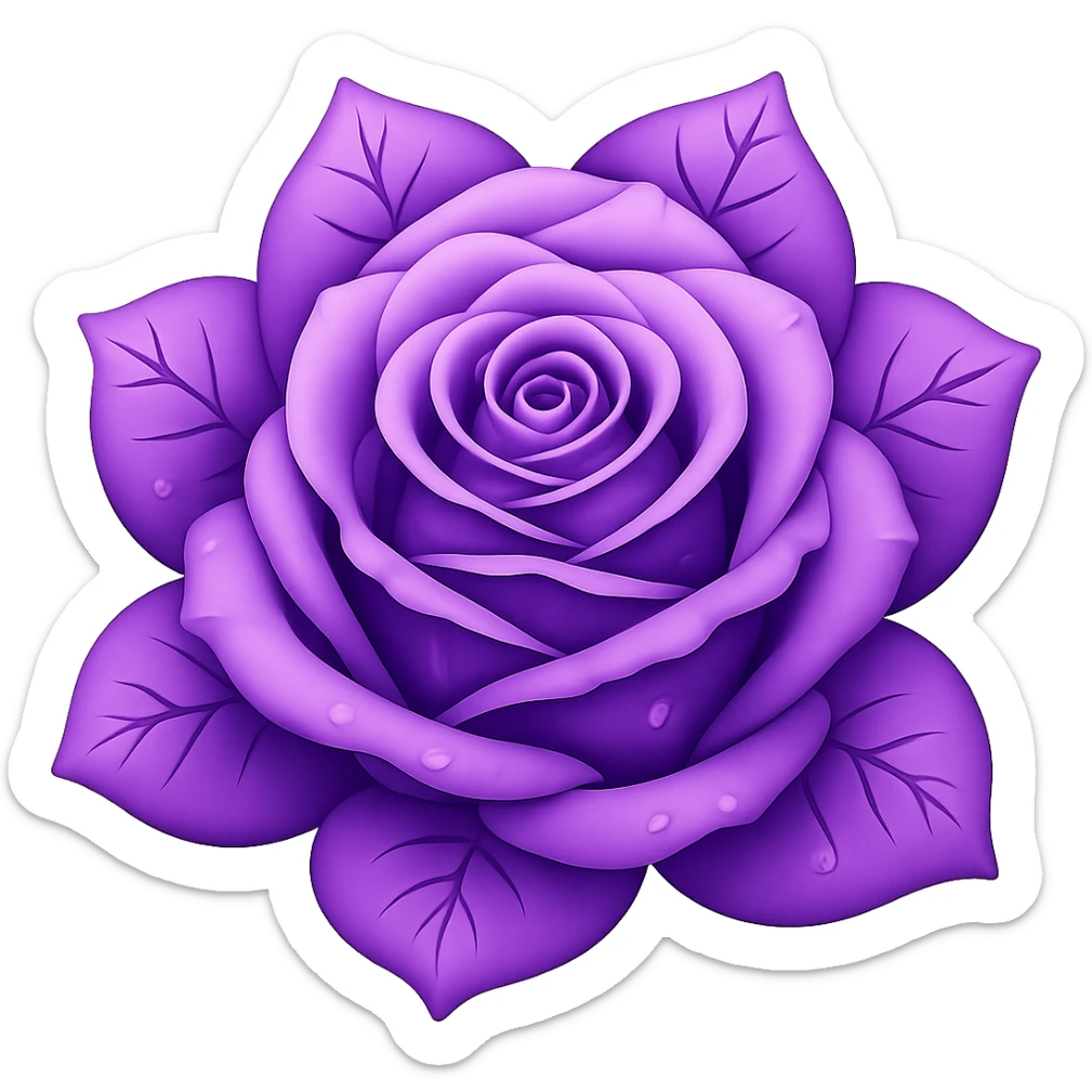 Make the blue icy rose purple in the style of emoji (apple style emojis). Remove the background. sticker