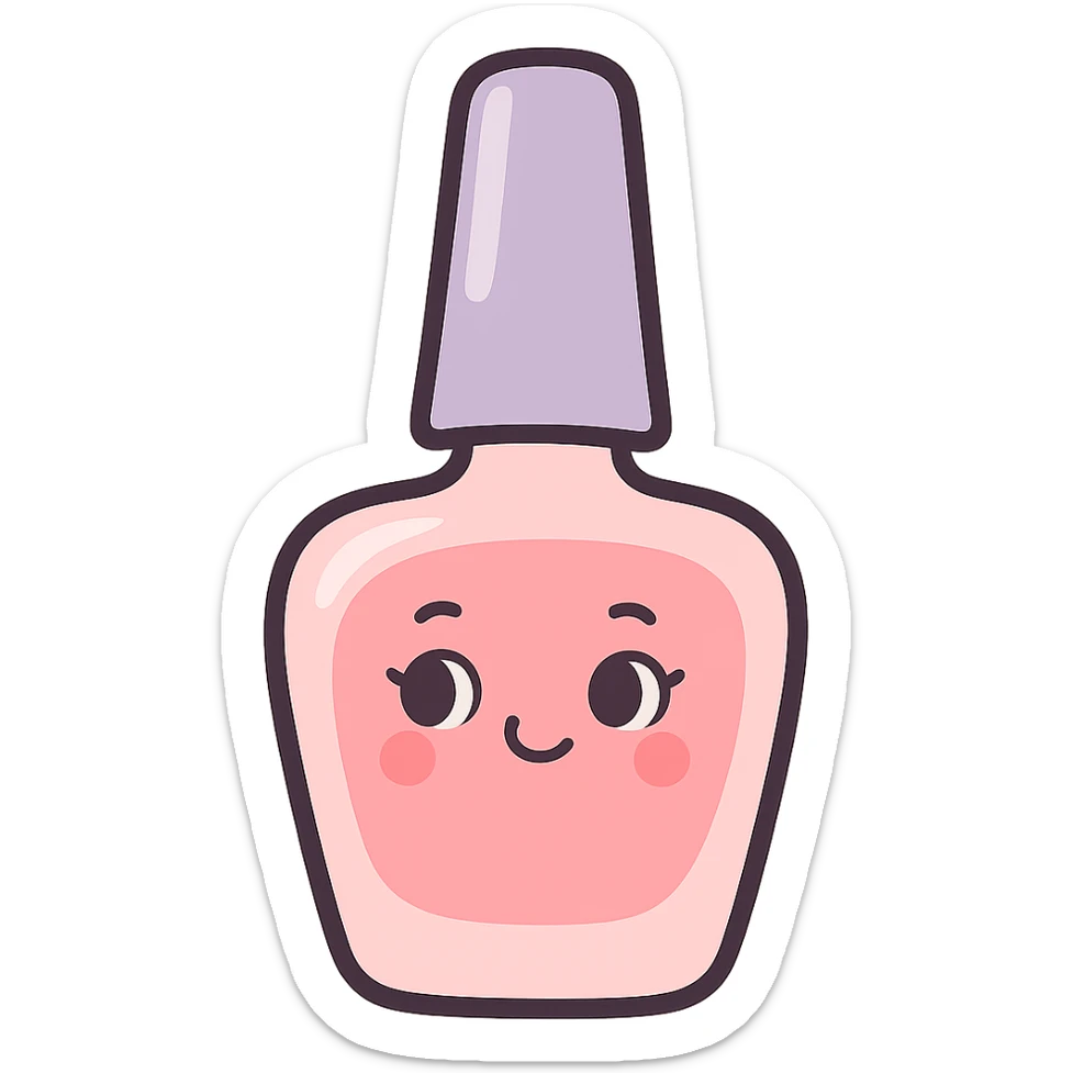 nail polish bottle logo, elegant and feminine, soft curves, pastel colors, suitable for a nail paint brand, no text sticker