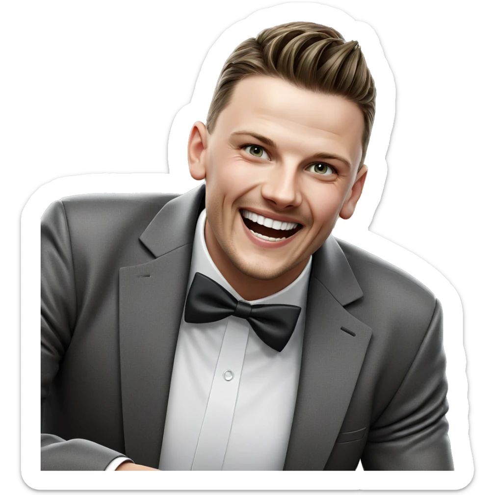 smiling boy in formal attire sticker