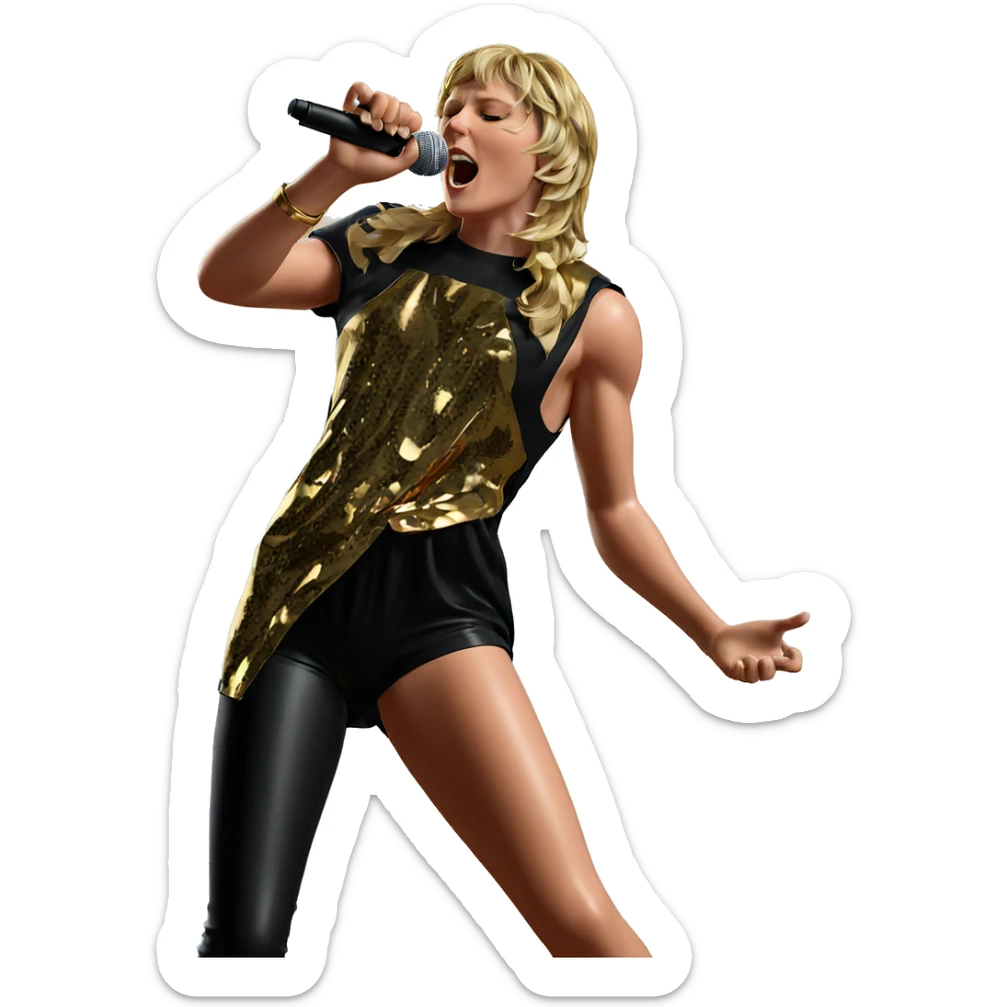 blonde boy singing with microphone sticker