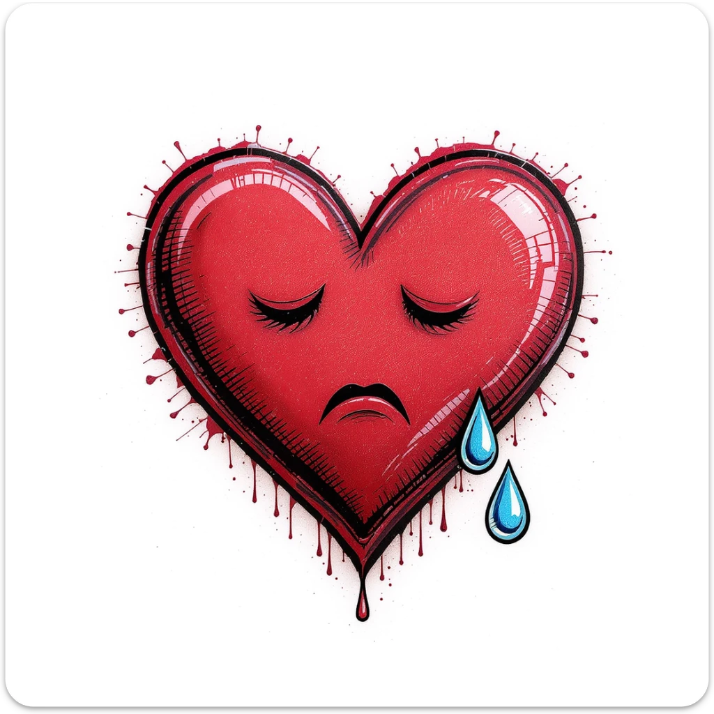 emo heart with a tear drop sticker