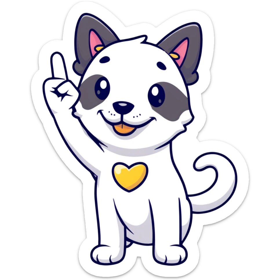 A proud cartoon dog giving a perfect OK hand gesture with sparkles all around sticker