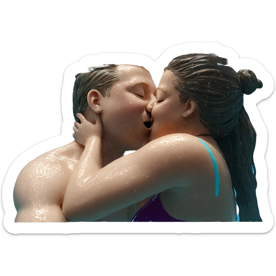poolside kiss in the water sticker