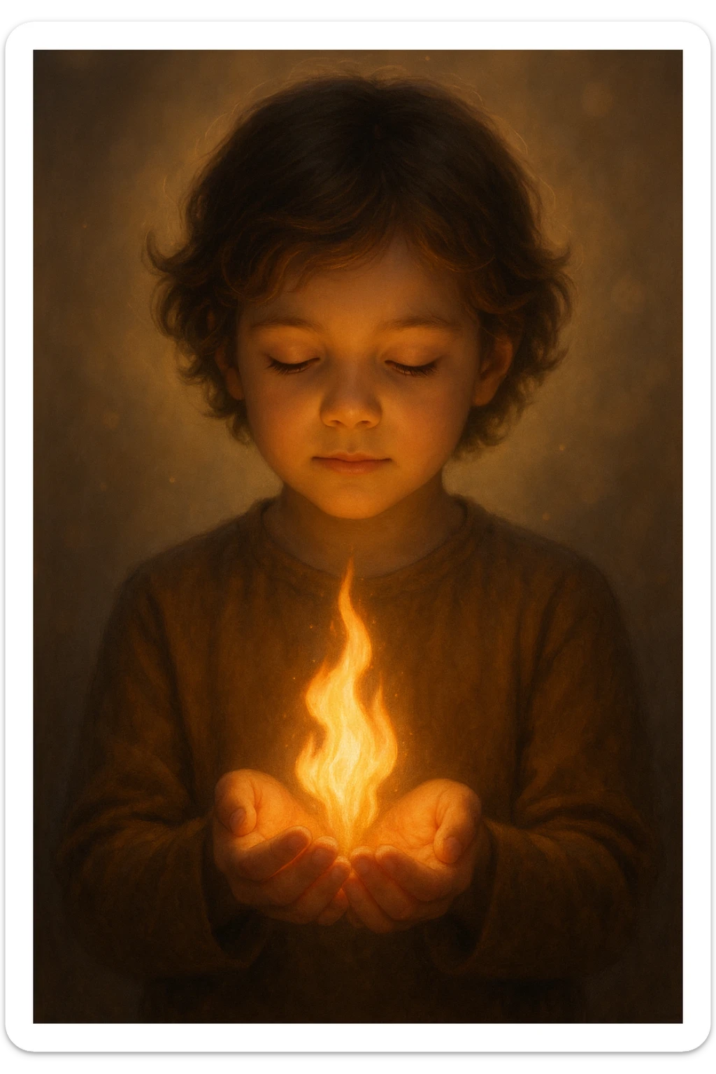a child holding a fire sticker