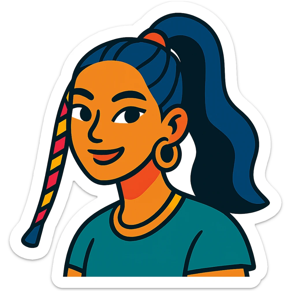 Portrait of the person in a vibrant toon style, colorful cartoon, expressive and lively, with a transparent background. sticker