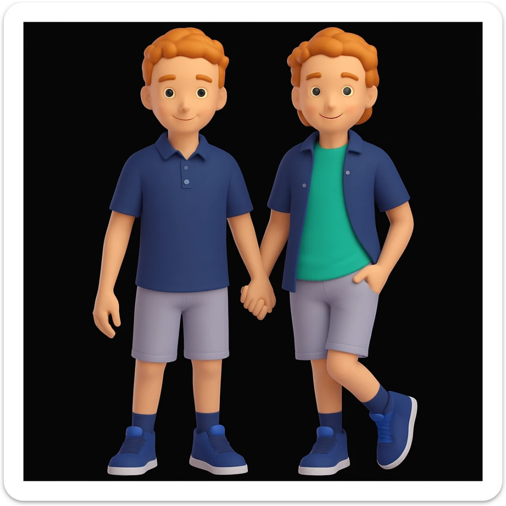 Make the boy's hair in the back shorter and remove the Jordan sneaker from his hand. Keep the style and background the same. sticker