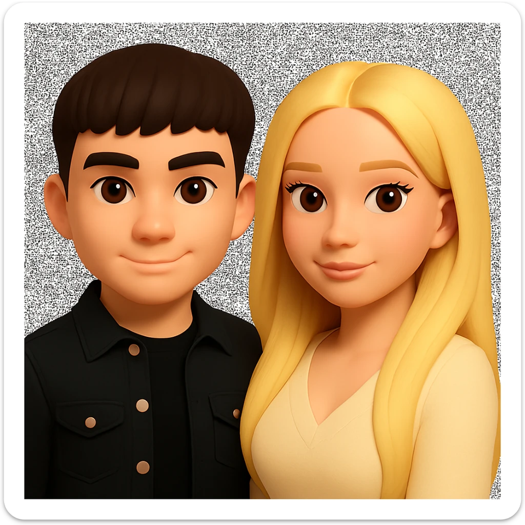Slightly increase the volume of the upper body of the girl, make the hair more voluminous and separated from each other, even out the skin tone of the girl. The original style is 3D Emoji, but since it does not support editing, please keep the 3D Emoji look while making these changes. sticker