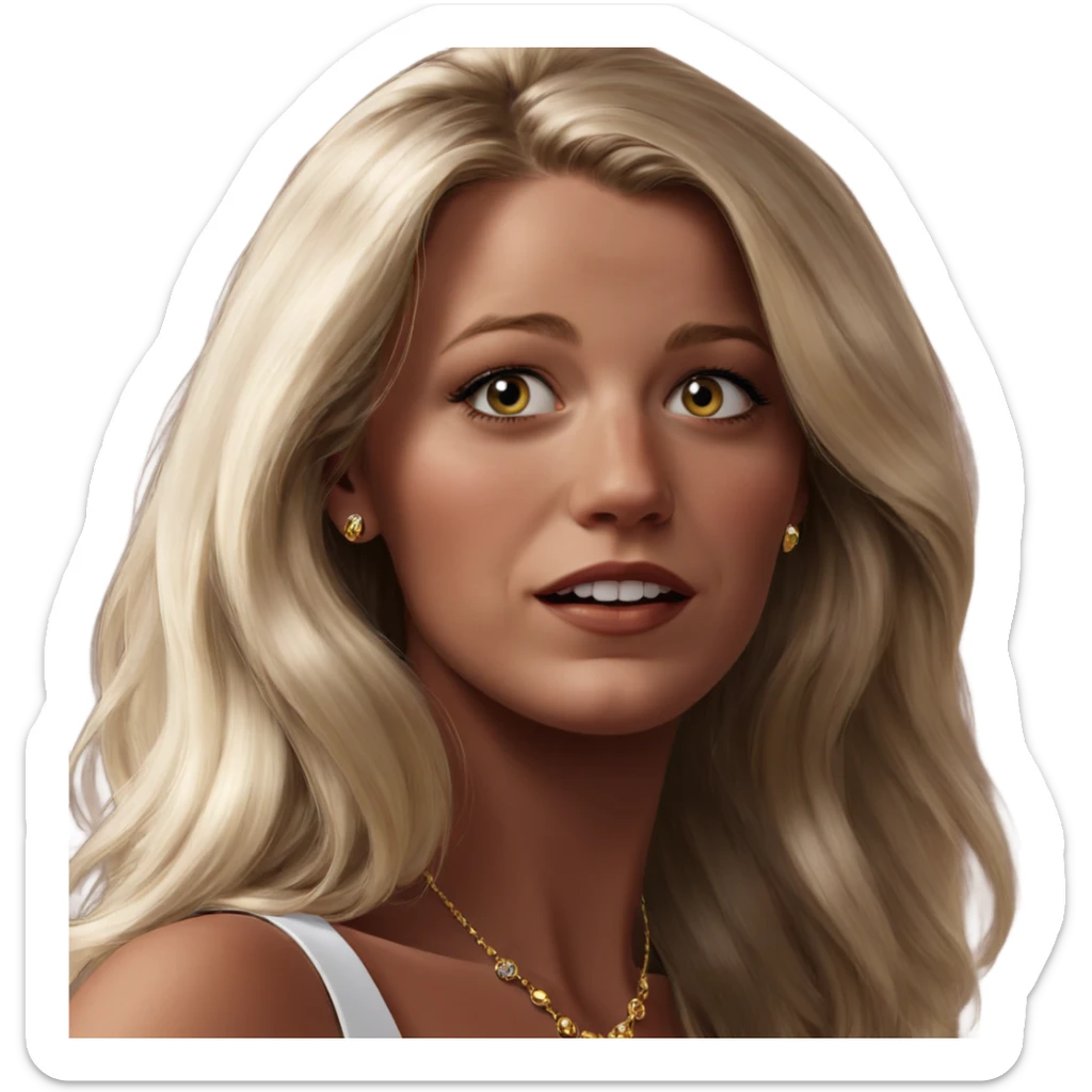 blonde girl with jewelry portrait sticker