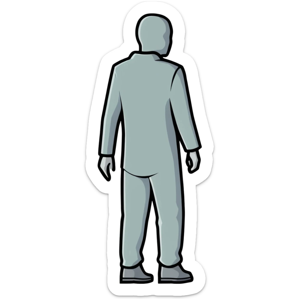 grey human silhouette with no facial features, no face, no eyes, no nose, no mouth, simple outline sticker