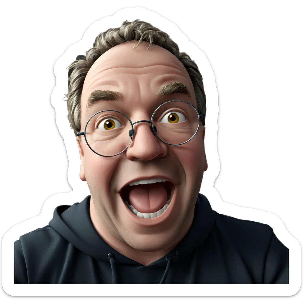 boy with glasses smiling at viewer sticker