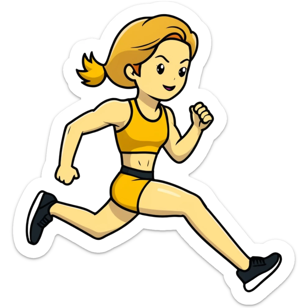 Michelle Monaghan running, athletic woman with honey blonde hair sticker