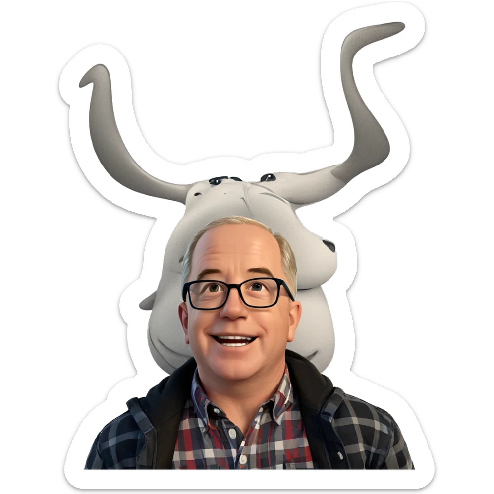 smiling boy in plaid shirt sticker