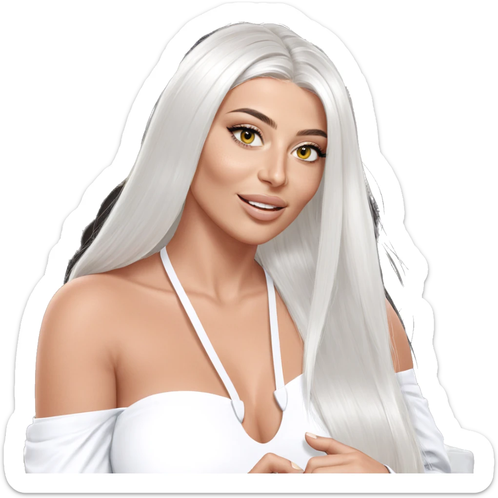 smiling girl with white hair sticker