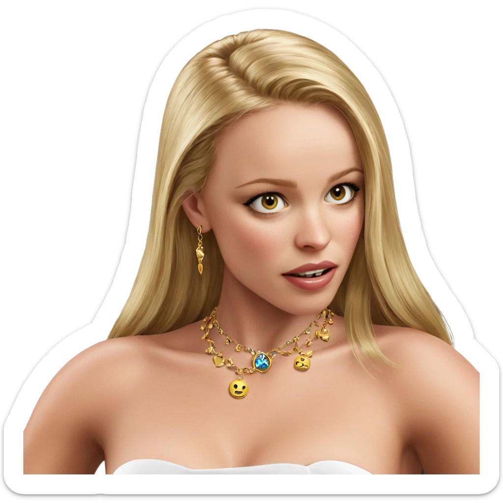 blonde girl with jewelry sticker