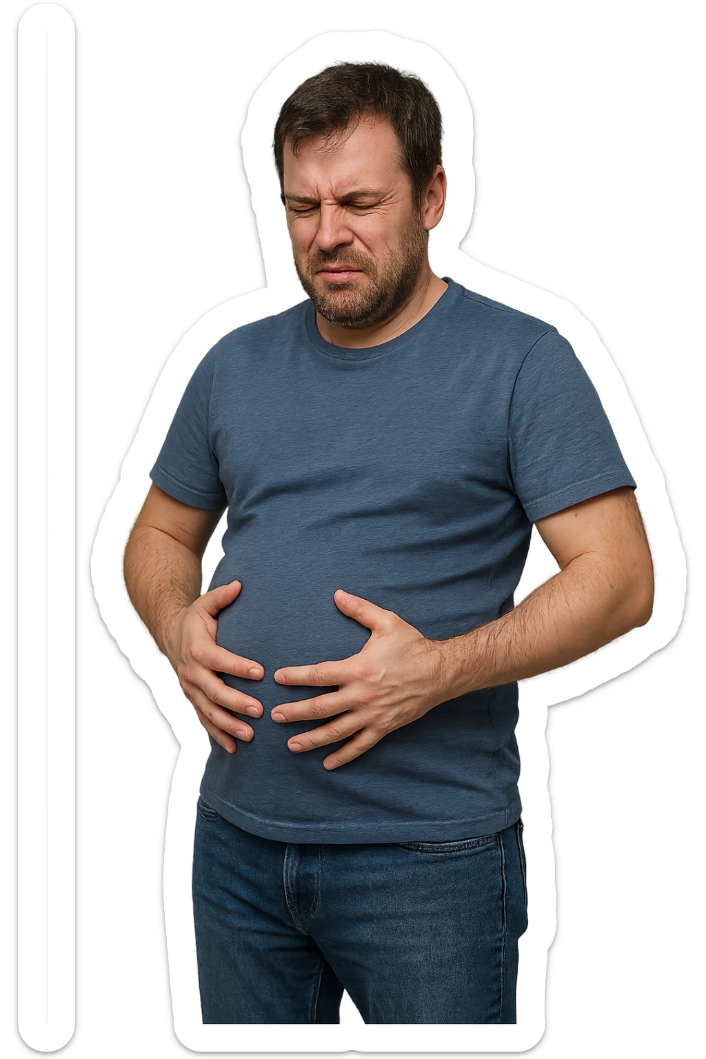 uomo con gonfiore alla pancia a causa della digestione in 3d realistica sticker