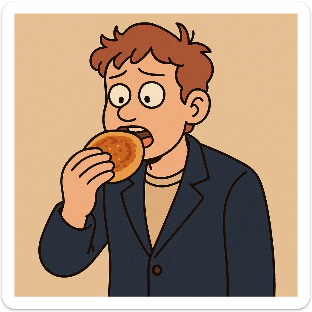 Hotteok a boy navy blue men's blazer jackets he's eating Hotteok sticker