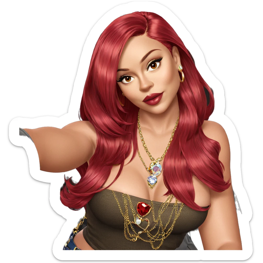 red-haired girl with jewelry sticker