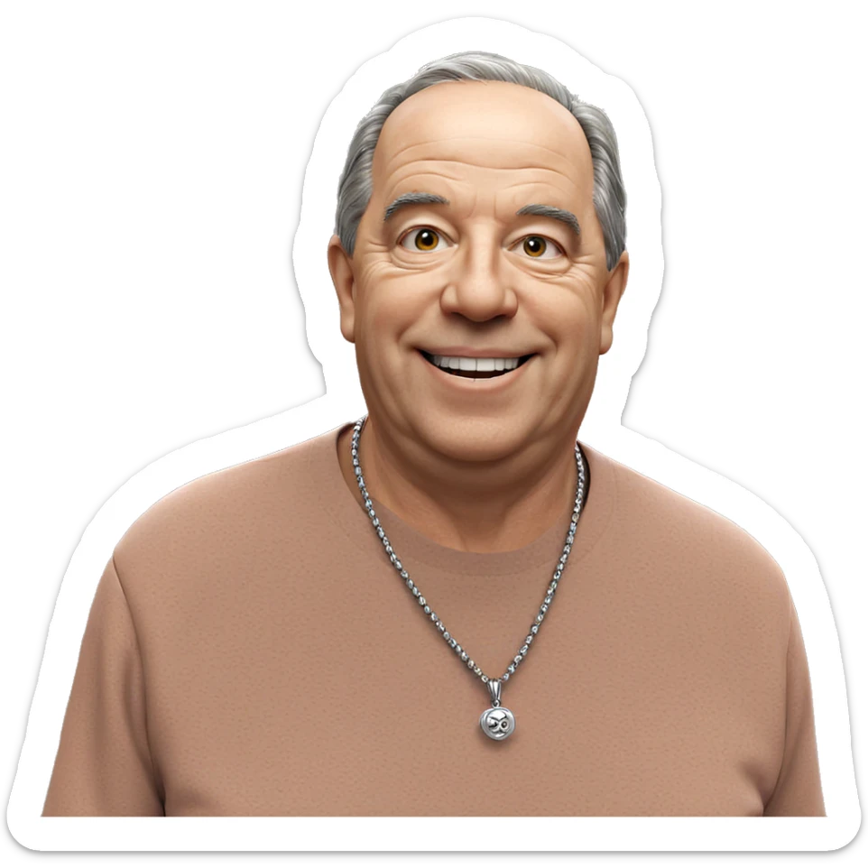 smiling old man with jewelry sticker