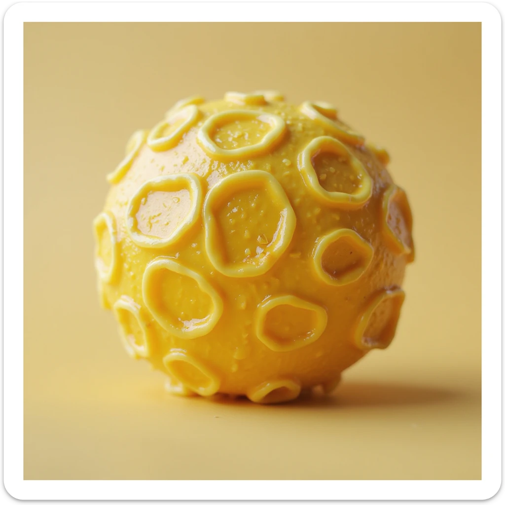hyperrealistic 3d yellow fat cell (adipocyte), no background, with different details sticker