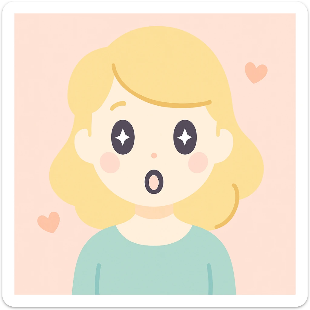 an aesthetic shocked blonde woman, soft pastel colors, elegant, modern, visually pleasing, minimal background sticker