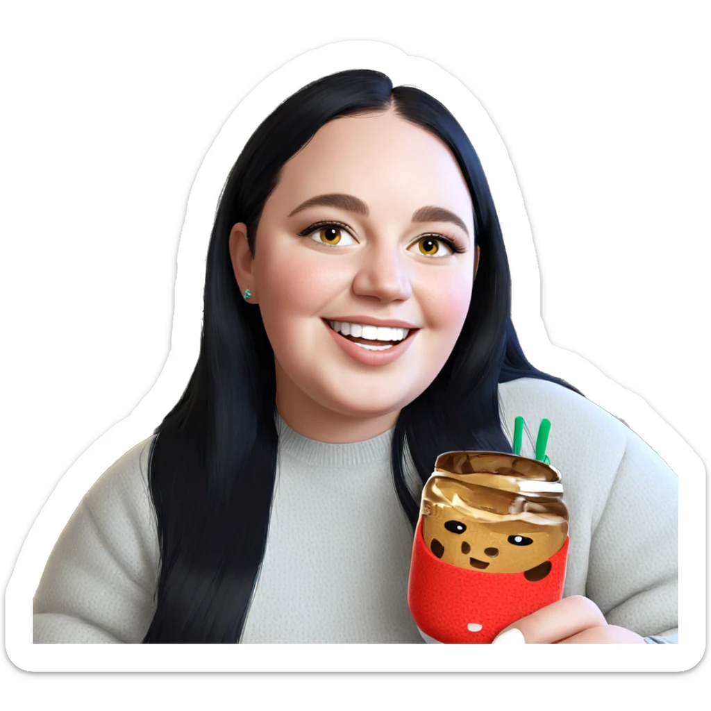 smiling girl in cozy sweater sticker