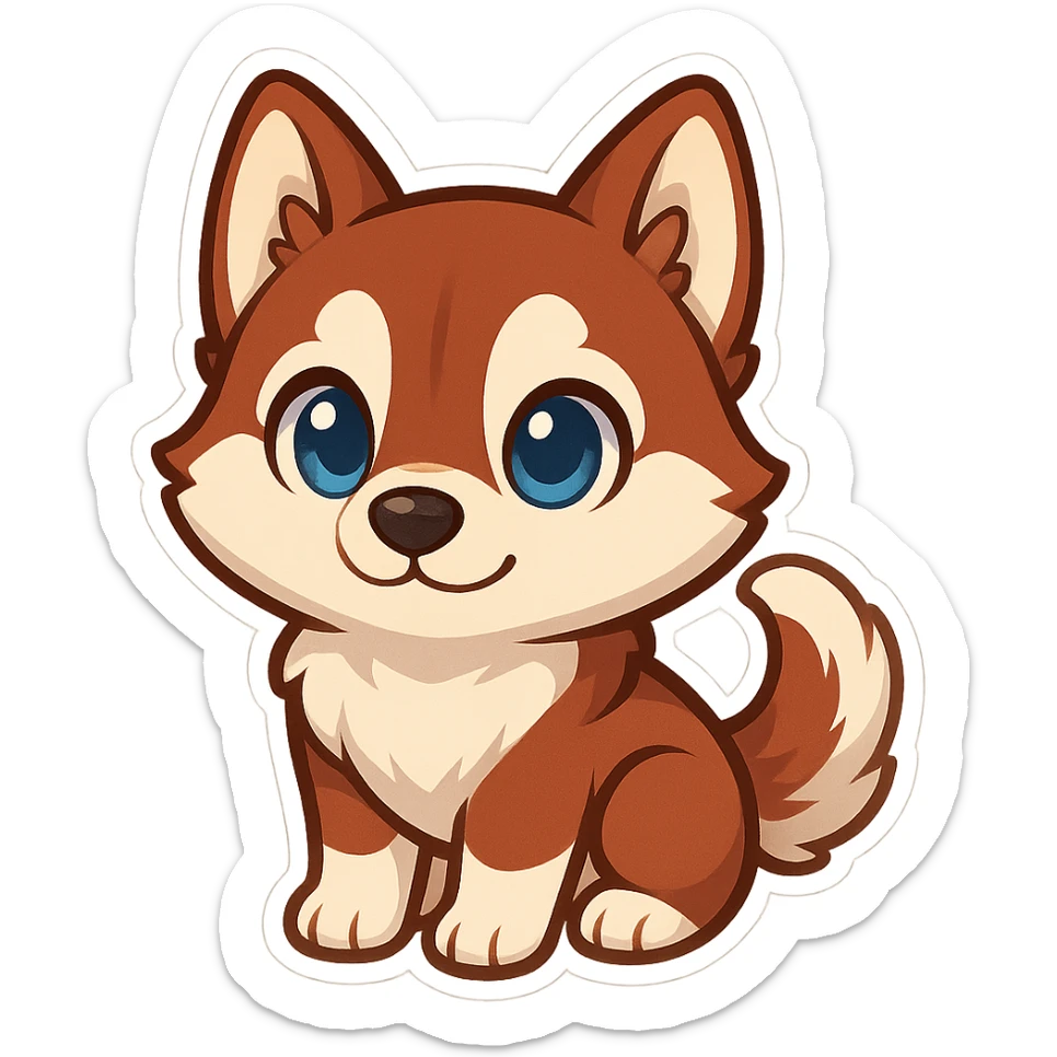 red siberian husky with blue eyes sticker