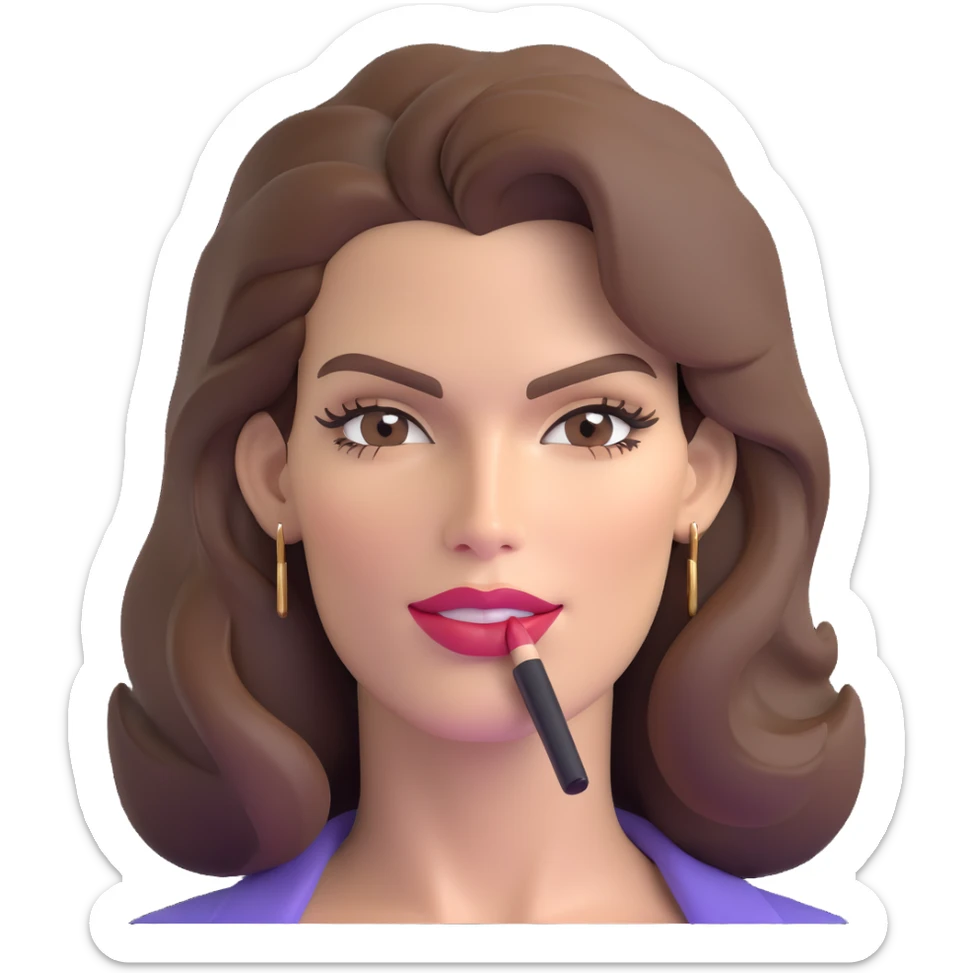 Cindy Crawford legendary supermodel with beauty mark above her lip, brown hair sticker