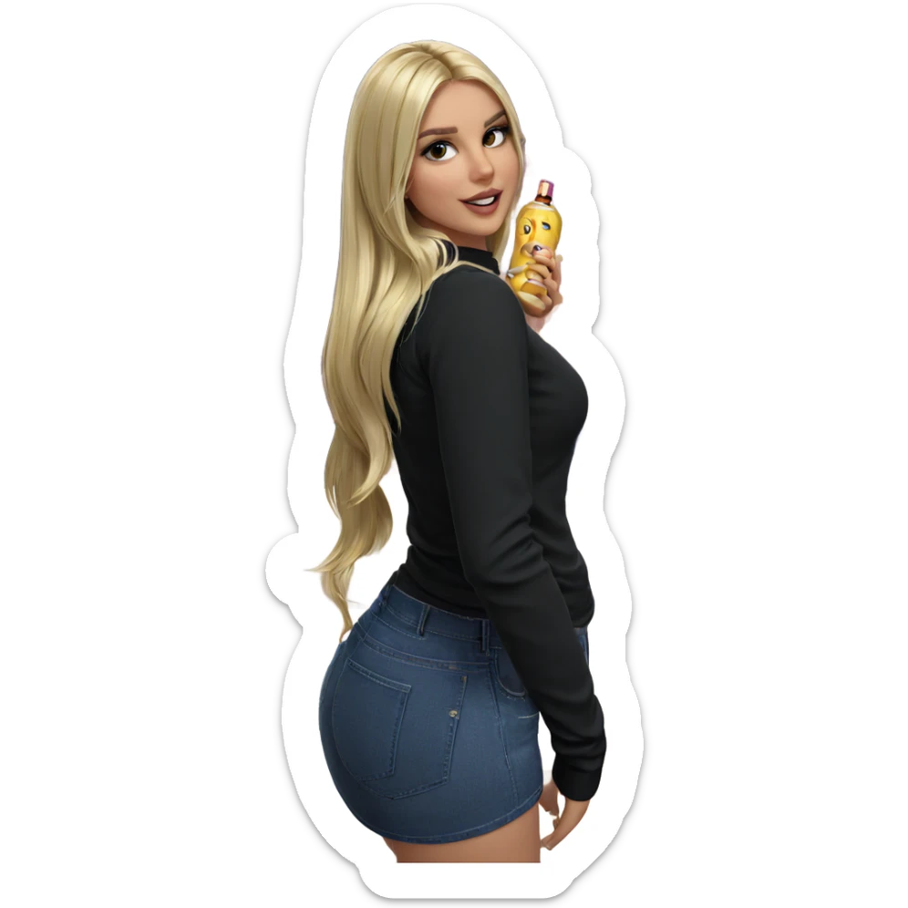 blonde girl with bottle sticker
