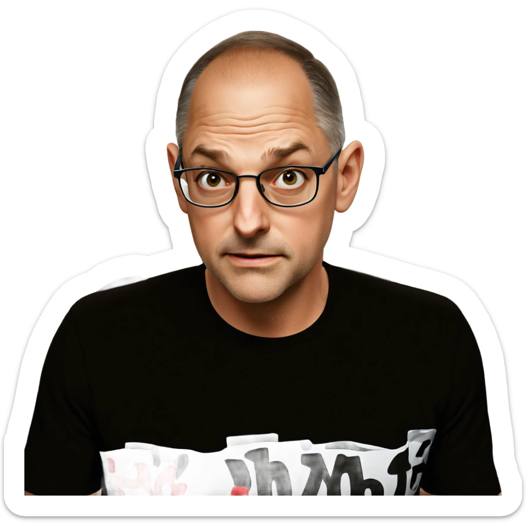 male portrait in black shirt sticker