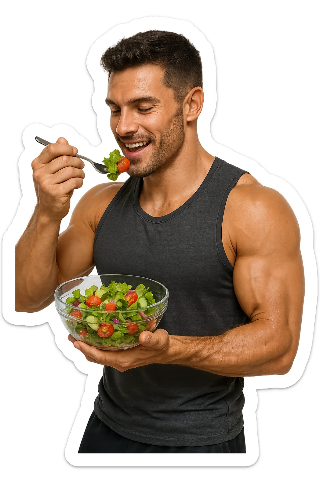 UOMO FITNESS CHE MANGIA INSALATA sticker