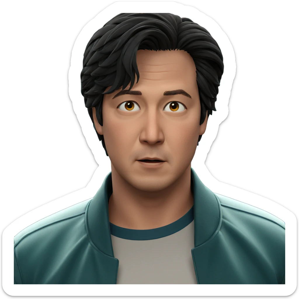 male in jacket looking ahead sticker