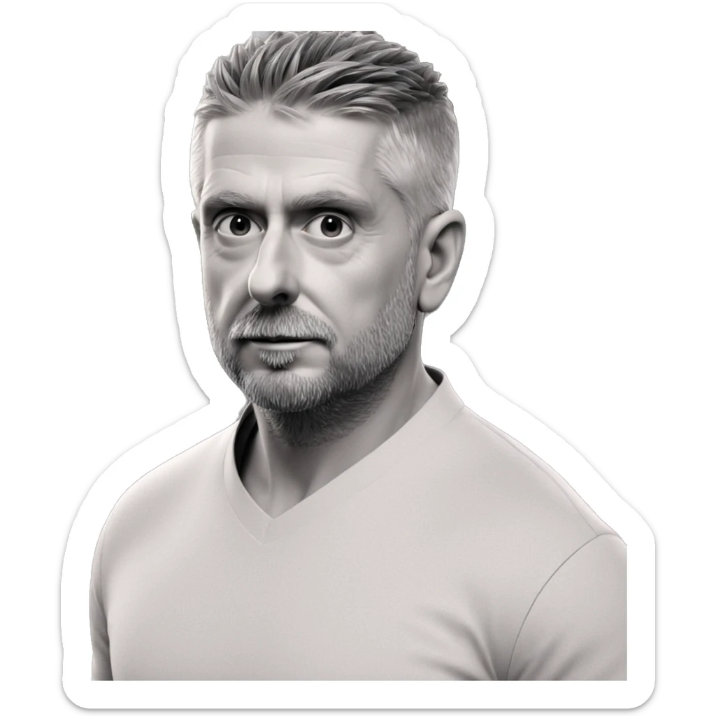 monochrome male portrait with beard sticker