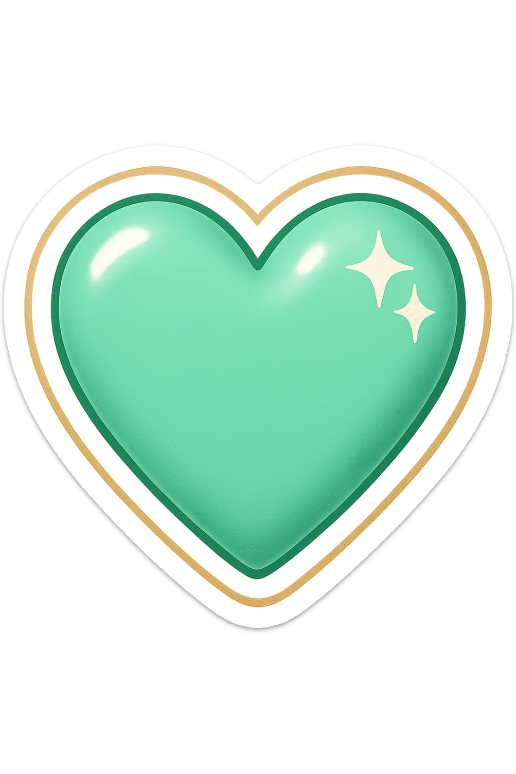Add sparkles with a shine to the mint color heart, keep the background transparent. sticker